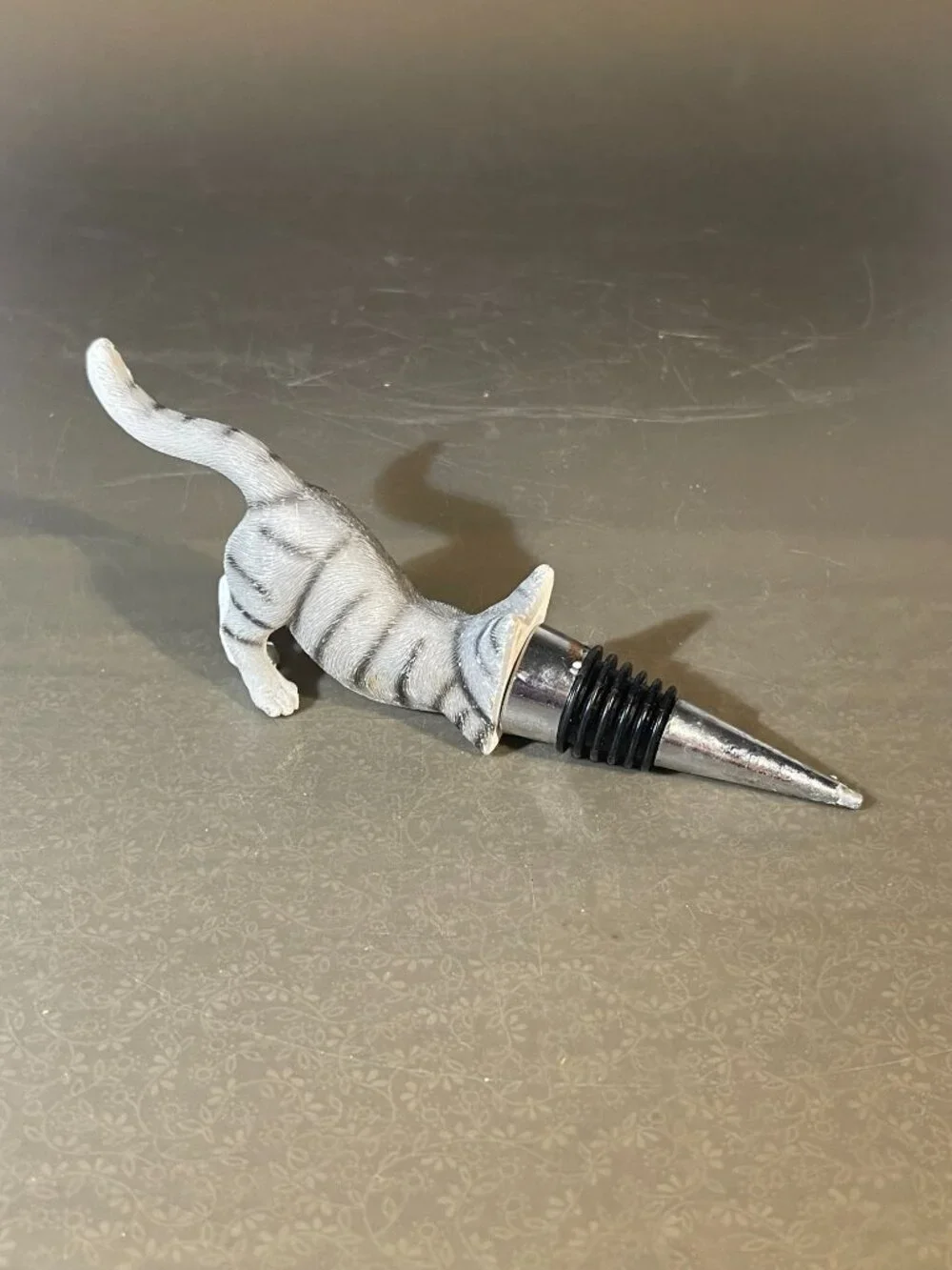 Cat Butt Wine Bottle Stopper Plug Silver Grey (inv#2005)